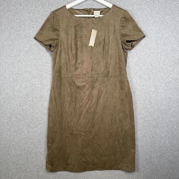 Chico's Dresses & Skirts - Brand New Chico's Women's Size 0 Taupe Brown Solid Faux Suede Short Mini Dress